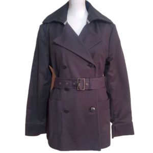 Calvin Klein Black cotton blend double breasted Trench belted coat S